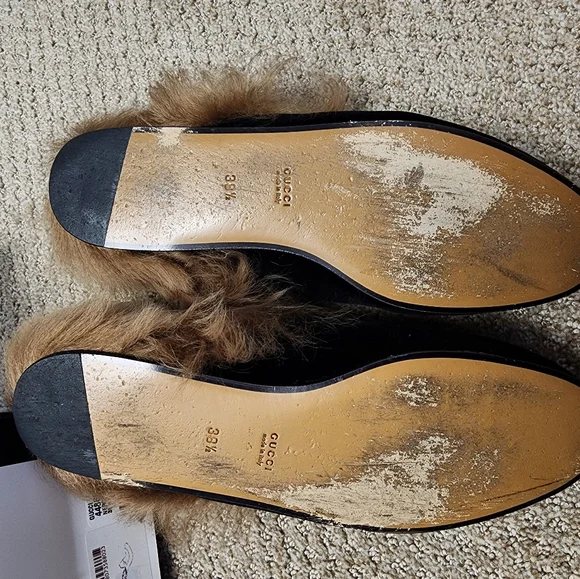 Gucci Black Velvet Fur Lined Loafers❤️ - Picture 10 of 16